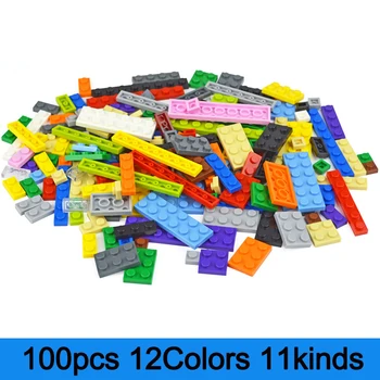 100Pcs בתפזורת חלקים דקים לבנים 11 גודל מעורב 15 צבע אבני הבניין דמויות MOC מודל חינוכי בנייה צעצוע עבור הילד מתנה