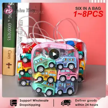 1~8PCS לסגת המכונית צעצועים נייד מכונות חנות הבנייה רכב אש משאית מונית מודל התינוק מכוניות מיני מתנות לילדים צעצועים GYH