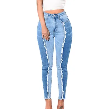 2021new Leggins ניגוד תפרים אורך הג 'ינס סקסי נשים מידות גדולות מכנסי ג' ינס מכנסיים חותלות סלים כושר#