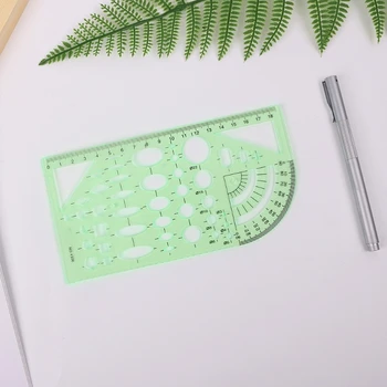 2022 ירוק חדש גיאומטריות תבנית בסרגל ציור כלי מיפוי תלמיד בית הספר מכשירי כתיבה