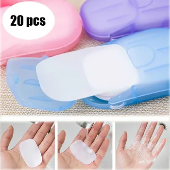 20PCS נייד סבון נייר חד פעמיות סבון נייר פתיתים כביסה ניקיון כפיים מטבח שירותים חיצוני טיולים, מחנאות וטיולים