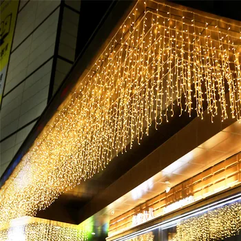 4.8 מ 'וילון LED נטיף קרח מחרוזת אורות חג המולד זר Faiy האור נופלות 0.4-0.6 מ' חג המולד גן רחוב חיצונית, תאורה דקורטיבית