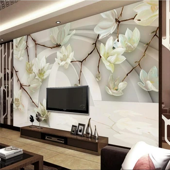 beibehang 3D תלת ממדי הציור מגנוליה, פרח סלון, חדר טלוויזיה, ספה רקע קיר מותאם אישית גדולה ציור קיר טפט ירוק