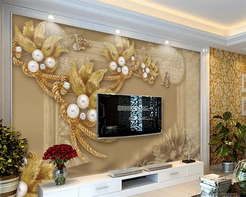 beibehang מותאם אישית 3d טפט תמונה ציורי קיר תכשיטי יוקרה המסמכים דה parede פרחים בסלון טלוויזיה רקע נייר קיר ציורי 3d