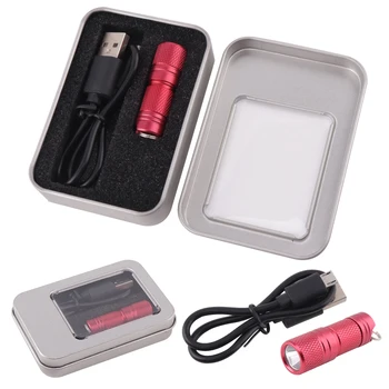 BORUiT מיני מחזיק מפתחות פנס 300 lumens חיצוני עמיד למים פנס נטענת USB מיקרו פנס לקמפינג וטיולים