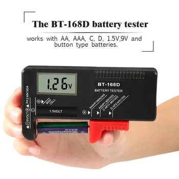 BT-168D דיגיטלי נייד בודק סוללה וולט בודק על 9V 1.5 V לחצן תא נטענות AAA AA C D אוניברסלי סוללה Teste