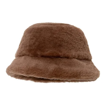 Hwitex מינימליסטי נשים כבשים צמר פרווה יוקרה דייג כובעי נקבה כבש דלי כובעים HW6006