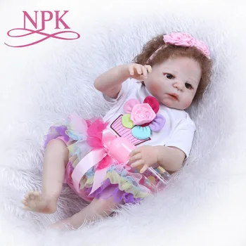 NPK 55cm מחדש ביבי בובות גוף מלא סיליקון מחדש מותק בובה שיער חדש צעצועים ביבי Bonecas התינוק הנולד ילדים מתנה