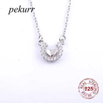 Pekurr כסף סטרלינג 925 מצופה לכופף את רצועת שרשרות לב לנשים יצירתי לב תליונים תכשיטים המדהימה.