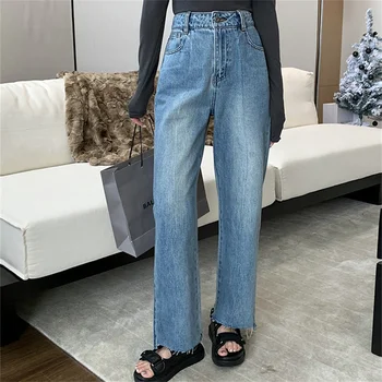 PLAMTEE OL 'ינס ישר מכנסיים נשים OL רחב הרגל בציר קיץ ג' ינס מקרית ברחוב קאובוי המשרד החדש מכנסי נשים