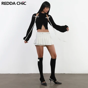 REDDACHiC מסמרת קפלים חצאית מיני עבור נשים מזדמנים לבן רגיל Skort חצאית המכנסיים 2 ב-1 קצר תחתיות קוריאנית אופנתי הקיץ חדש