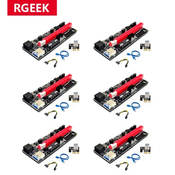 RGEEK 6pcs VER009 USB 3.0 PCI-E קמה VER 009S אקספרס 1X 4x 8x 16x הרחבה pcie קמה כרטיס מתאם SATA 15pin 6 פינים כוח