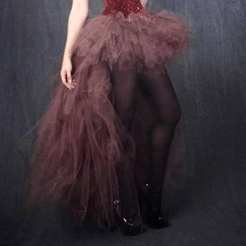 SteamPunk חום גבוה נמוך חצאית טול ייחודי ההמולה סימטרי ארוך חצאית לנשים לוליטה faldas saia longa בהזמנה אישית