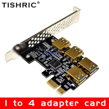 TISHRIC מצופה זהב PCI 1 4 כרטיס מתאם USB 3.0 מכפיל רכזת PCI Express PCIE כרטיס Riser מתאם עבור ביטקוין כרייה כורה