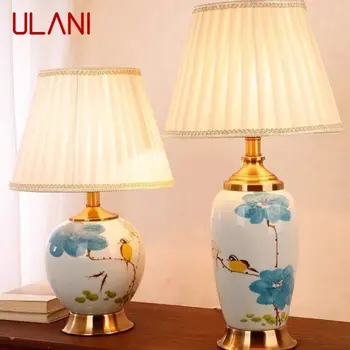 ULANI עכשווי קרמיקה מנורת שולחן LED סינית פשוטה יצירתי ליד המיטה שולחן אור הביתה סלון עיצוב חדר השינה