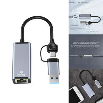 USB Type C כדי RJ45 רשת קווית כרטיס Super Speed USB 3.0 כדי מתאם Ethernet עבור מחשב נייד, כרטיס רשת