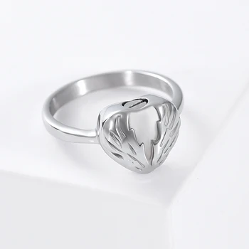 X042 אנג ' ל אגף חריטה לב כד להחזיק אהוב האפר של נירוסטה שריפת הטבעת נשים מתנת טבעת תכשיטים #5, 6, 7, 8, 9