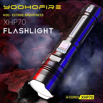 YOOHOFIRE M30 סופר מבריק LED פנס לפיד אור נטענת נייד חזק פנס קמפינג מנורה על טיול דיג