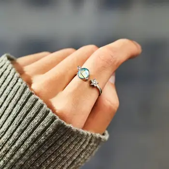 אופנה אישית כחול חן טבעת מתכווננת מתנות יום הולדת טבעות לנשים מתנות לה