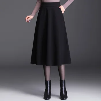 אורך הברך מוצק צבע פשוט סלים אופנה קו החצאית 2023 גבוהה המותניים אלסטי המותניים טמפרמנט חצאית