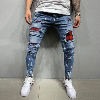 ג 'ינס נקרע גברים של מכנסיים אופנה ג' ינס מקרית גבוהה המותניים אופנת רחוב מכנסיים ארוכים גודל גדול זכר הקיץ 2023 רטרו בגדים