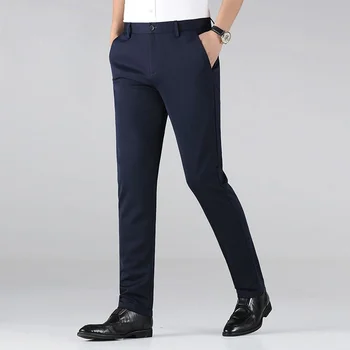 הקיץ עסקי מזדמן המכנסיים גברים מוצקים גבוהה המותניים ישר למשרד רשמי Mens מכנסיים בסגנון קלאסי חליפת מכנסיים ארוכים A21