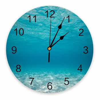 התת נוף דקורטיבי עגול שעון קיר ספרות ערבית עיצוב הלא מתקתק שעון קיר גדול עבור חדרי שינה חדר אמבטיה