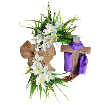 חג הפסחא זר הדלת תלוי קישוט הזר גרלנד סימולציה צמח פרח הקישור יום עיטורי גפנים זר 2023