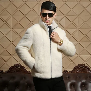 חורף חם Faux פרווה מינק מעיל של גברים מקרית Slim Fit באיכות גבוהה אופנה ניו ג ' קט עור גברים