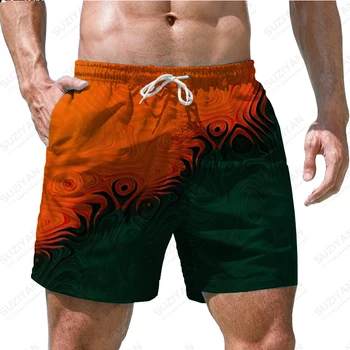 חם למכור לגברים החדש של מכנסיים קצרים החוף המכנסיים בקיץ of2023, מסתובב שיפוע 3D מודפס החוף הוואי סגנון גברים'sShorts