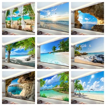 טפט קיר 3D ציור החוף מותאם אישית ציור קיר גדול עבור הסלון טלוויזיה, ספת שינה ללמוד עיצוב הבית טבע נוף קיר נייר