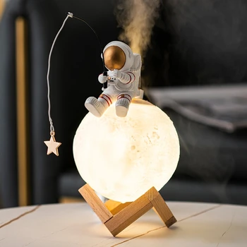 ירח אורות עם האסטרונאוט פסלונים לקישוט הבית שרף מנורת לילה הביתה גופי תאורה מושלמת מתנות ליום הולדת עבור הילד Oct22 