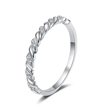 כסף S925 המקורי טבעות לנשים בשורה אחת D צבע Moissanite יהלום זנב טבעת פשוטה עיצוב תכשיטים יפים המסיבה מתנה