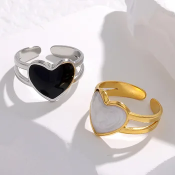 לב חדש מתכוונן טבעת פתוחה טפטוף שמן מינימליסטי אישית נשים בנות זהב, צבע כסף אביזרי מתכת תכשיטים מסיבת