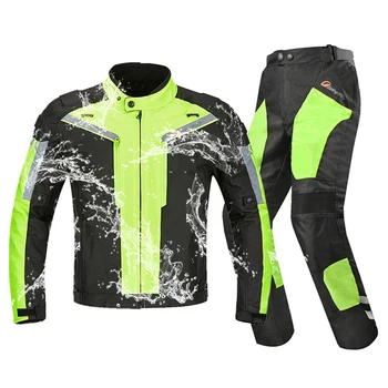 מעיל כל העונה מוטו ג ' קט + מכנסיים חליפת לנשימה קיץ עמיד למים קרים-הגנה אופנוע בגדים סט שריון