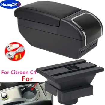 משענת יד התיבה עבור סיטרואן C4 Hatchback 2004-2010 מרכז תיבת אחסון הפנים השיפוץ, USB לטעינה אביזרי רכב