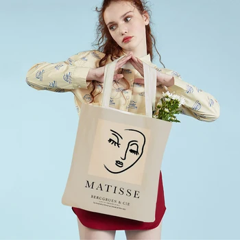 נורדי הסופרמרקט קונה שקיות מאטיס ילדה הפנים יונה פרח קורל ליידי תיק תיק בד נשים קניות שקית