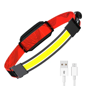 נטענת USB COB LED פנס ראש לפיד עובד אור 3 מצב אדום אזהרה מהבהבים לרכב פנס הדיג, קמפינג חירום