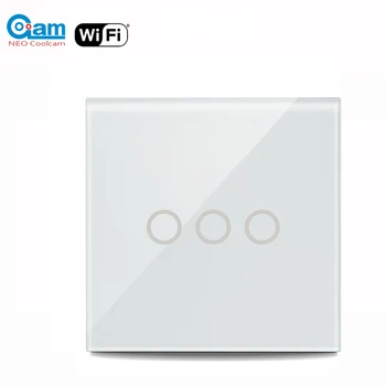 ניאו Coolcam 5A Wifi קיר מתג האור 3 כנופיות לגעת בקיר מגע מתג תמיכה Alexa,Google Assitant IFTTT