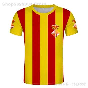 ספרד הדגל של ברצלונה חולצה חינם שם מותאם אישית קטלוניה החולצה ספרד אוניברסיטת ברצלונה חולצת הדפס תמונת לוגו בגדים