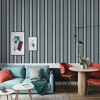 סקנדינבי מודרני מינימליסטי אפור פסים אנכיים כחולים באיכות גבוהה השינה, הסלון רקע טפט קישוט חדר Behang