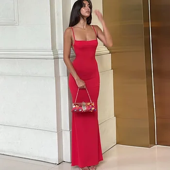 עטוף סקסי ללא משענת שרוולים להחליק שמלת מקסי עבור נשים אלגנטי 2023 קיץ שמלות חג החוף Vestido בגדים