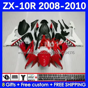 ערכת גוף על קוואסאקי נינג ' ה ZX1000C ZX 10R 1000CC 10 R 73MC.176 ZX-10R ZX10R 08 09 10 ZX1000 2008 2009 2010 Fairing במלאי אדום