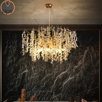 פאר מודרני נברשות תאורה פנימית, מנורות קריסטל תליון זכוכית המנורה G9 עבור הסלון, חדר האוכל, חדר השינה זהב לקשט אור