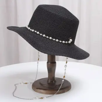 פרל שרשרת שמש כובעים לנשים השמש בקיץ כובע מגן שמש מתקפל החוף כובעים הגברת הסיטוניים
