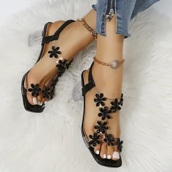 קיץ נשים סנדלי פלטפורמה פשוטה כפכפים PVC שקוף משאבות נעלי חוצות נעלי העקב כיכר נעליים מזדמנים נשים