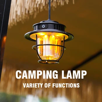 רטרו נייד פנס קמפינג חיצוני וינטג ' מחנה המנורה 4 מצבי תאורה לאוהל אורות התלויה על טיולים חיצוני טיפוס בחצר