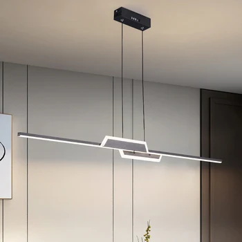 שחור מינימליזם מודרני הוביל אורות תליון חי בחדר האוכל בדירה מטבח בר חנות 90-260V תלוי תליון מנורה גופי
