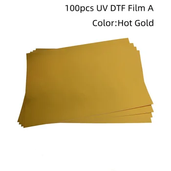 100 חתיכות הולוגרמה של זהב וכסף UV PET גיליון A3 גודל סרט הסדינים.
