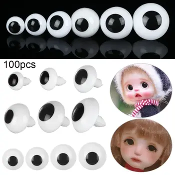 100Pcs אופנה בטיחות פלסטיק דול העיניים צעצועים לבן&שחור מלאכה בובה העיניים בובה חיה בובות DIY אביזרים